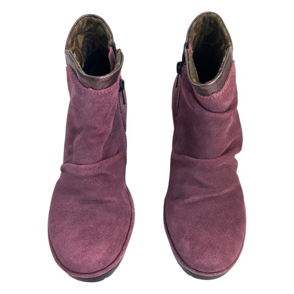 Fly London Suede Wego Scrunch Ankle Boot Leather Size:8 Color:PurpleBurgundy NWT - Picture 2 of 10